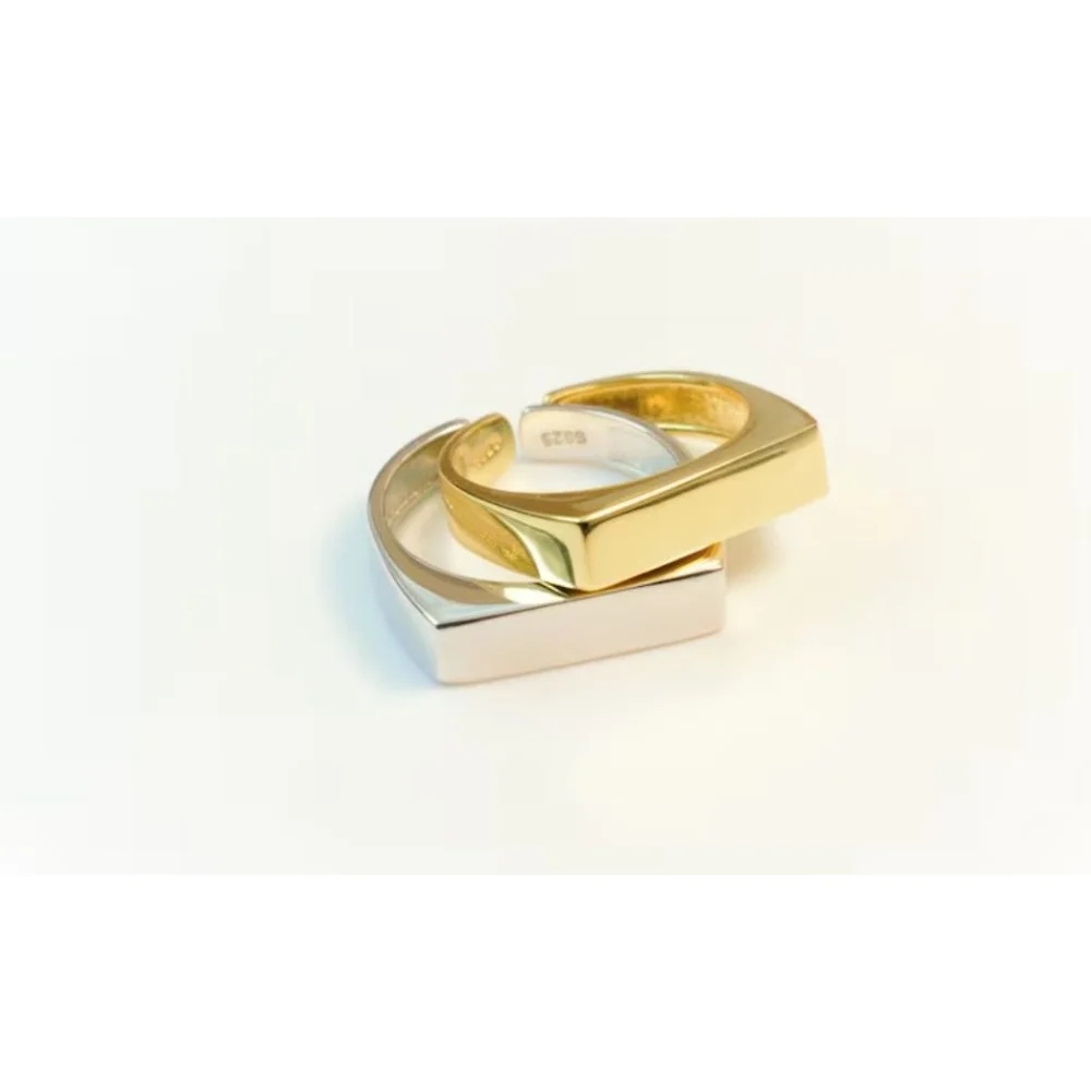 NEW Unisex Men's Ring Adjustable Gold-Plated‎ S925, Size Small